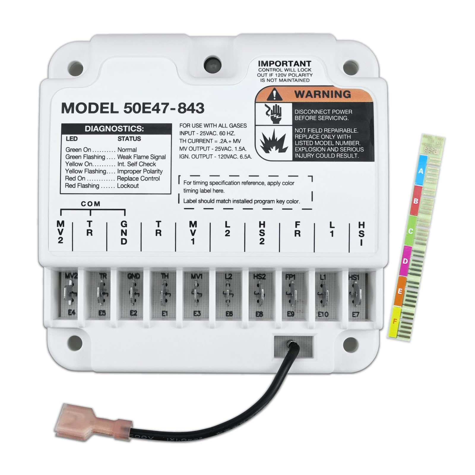 Photo 1 of 50E47-843 Ignition Control, Universal Hot Surface, Compatible with White Rodgers, Honeywell, Robertshaw HSI Modules, Programmable Timing, LED Diagnostic