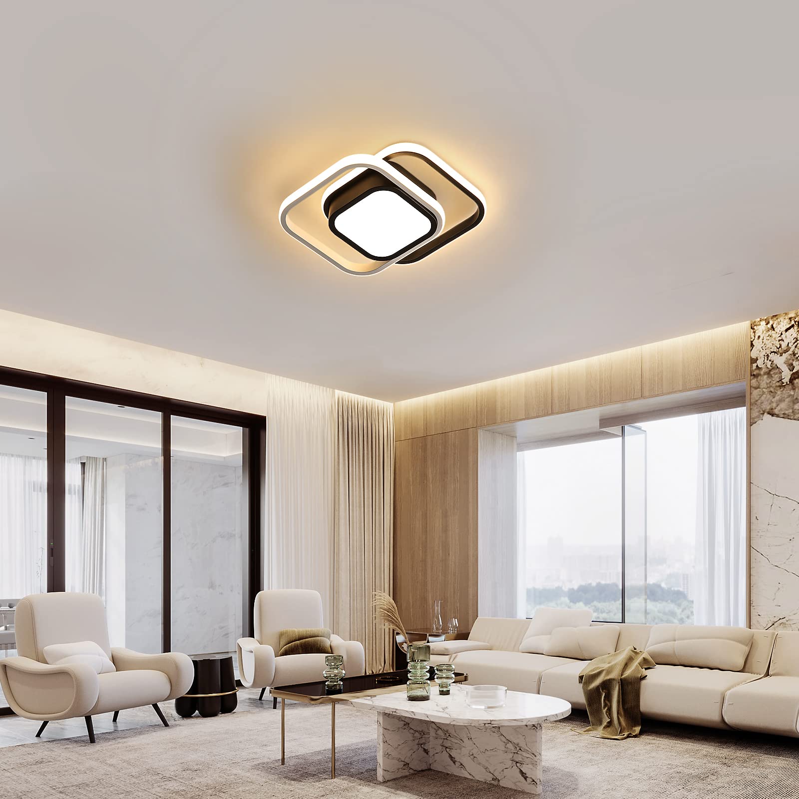 Dorlink LED Ceiling Lights, 2 Squares Flush Mount Ceiling Lighting - Image 4