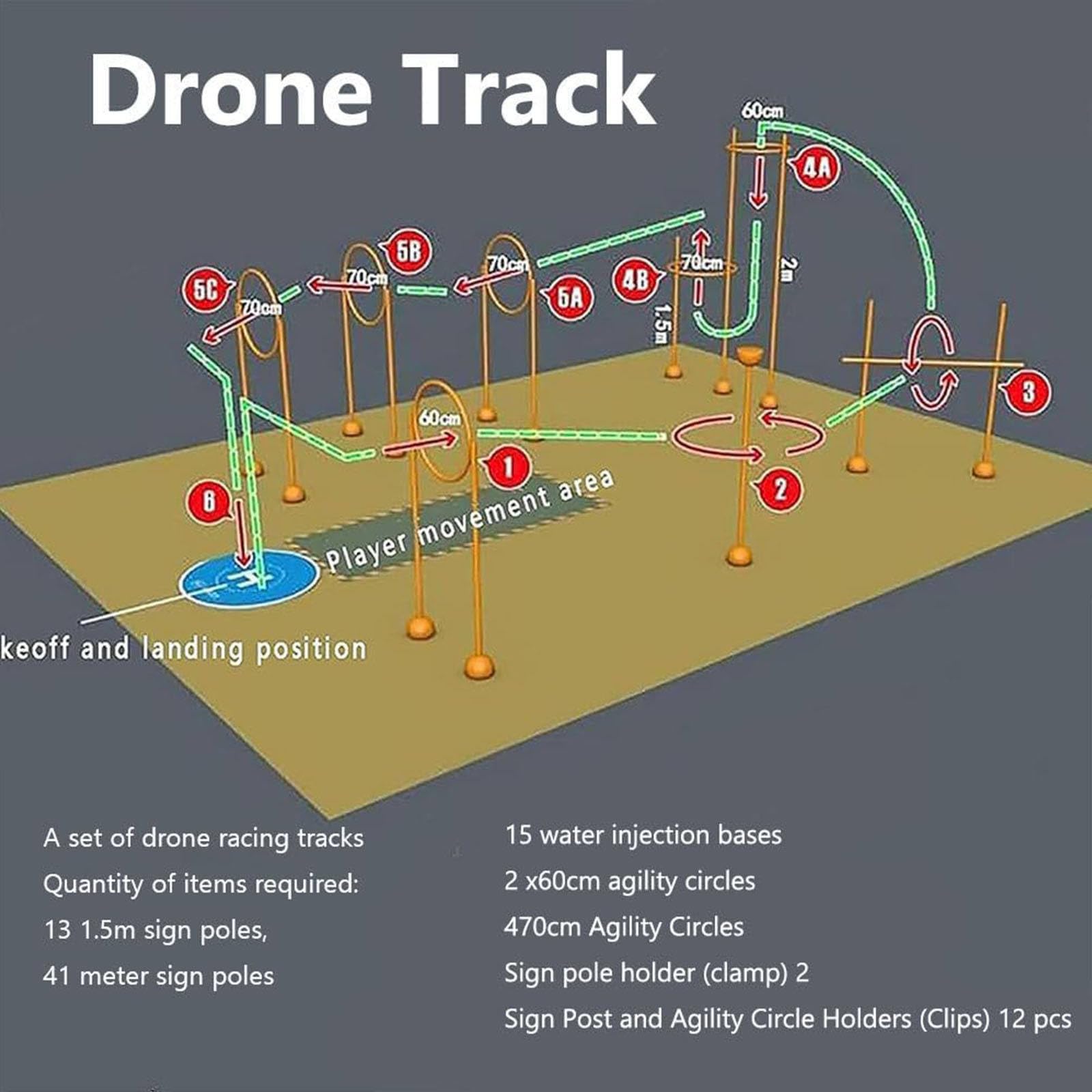 Tor przeszkód do gry bezzałogowego statku powietrznego, tor treningowy ligi wyścigów dronów, asfalt 60 cm + łatwy w montażu, dowolna kombinacja do ćwiczeń w pomieszczeniach i na zewnątrz