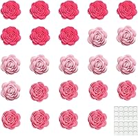 takemay 24pcs 1.2 Inch Felt Fabric Flowers with 30 Stickers - Durable Nonwoven Craft Embellishments for DIY Scrapbooking, Weddings, Cards & Albums