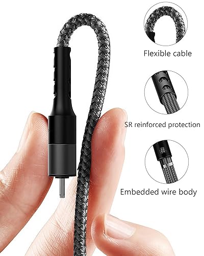 Miniatura 6 de Cable de carga múltiple de 6 pies, adaptador de cable de carga múltiple universal 3 en 1 trenzado de nailon con puerto IPtipo Cmicro USB para