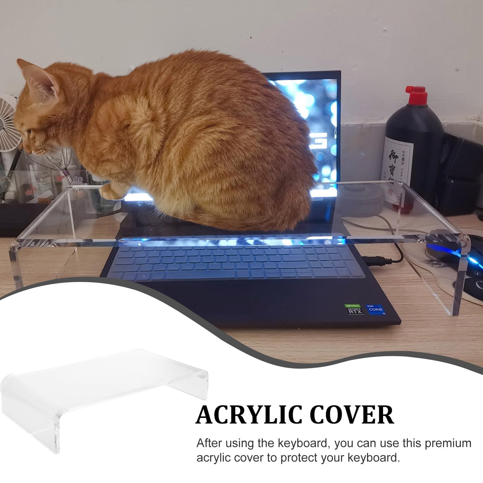 Alipis Supporto Rialzato per Computer e Monitor da Tavolo in Acrilico Trasparente Copertura Protettiva per Tastiera Anti-Ponte Rimovibile e Salvaspazio per Ufficio e Smart Working