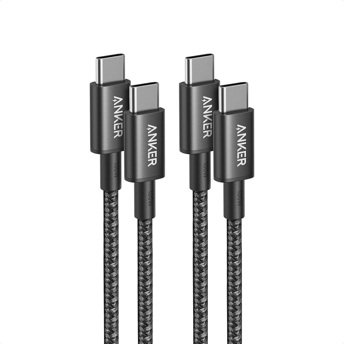 Cable USB C a USB C Anker, cable de carga rápida de 100 W (paquete de 2, 3,3 pies, negro) | Para iPhone 17 Series, MacBook Pro 2020, Pixel y más (no para salida de video)
