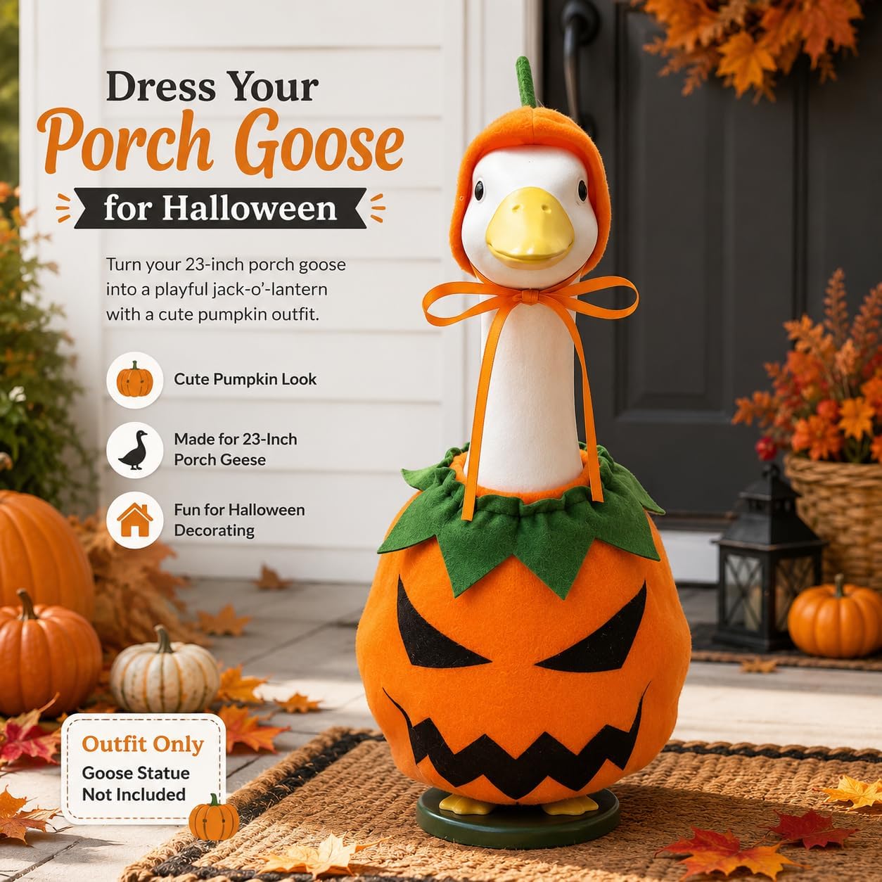 23" Fall Porch Goose Outfits for Halloween Outdoor Lawn Yard Decor