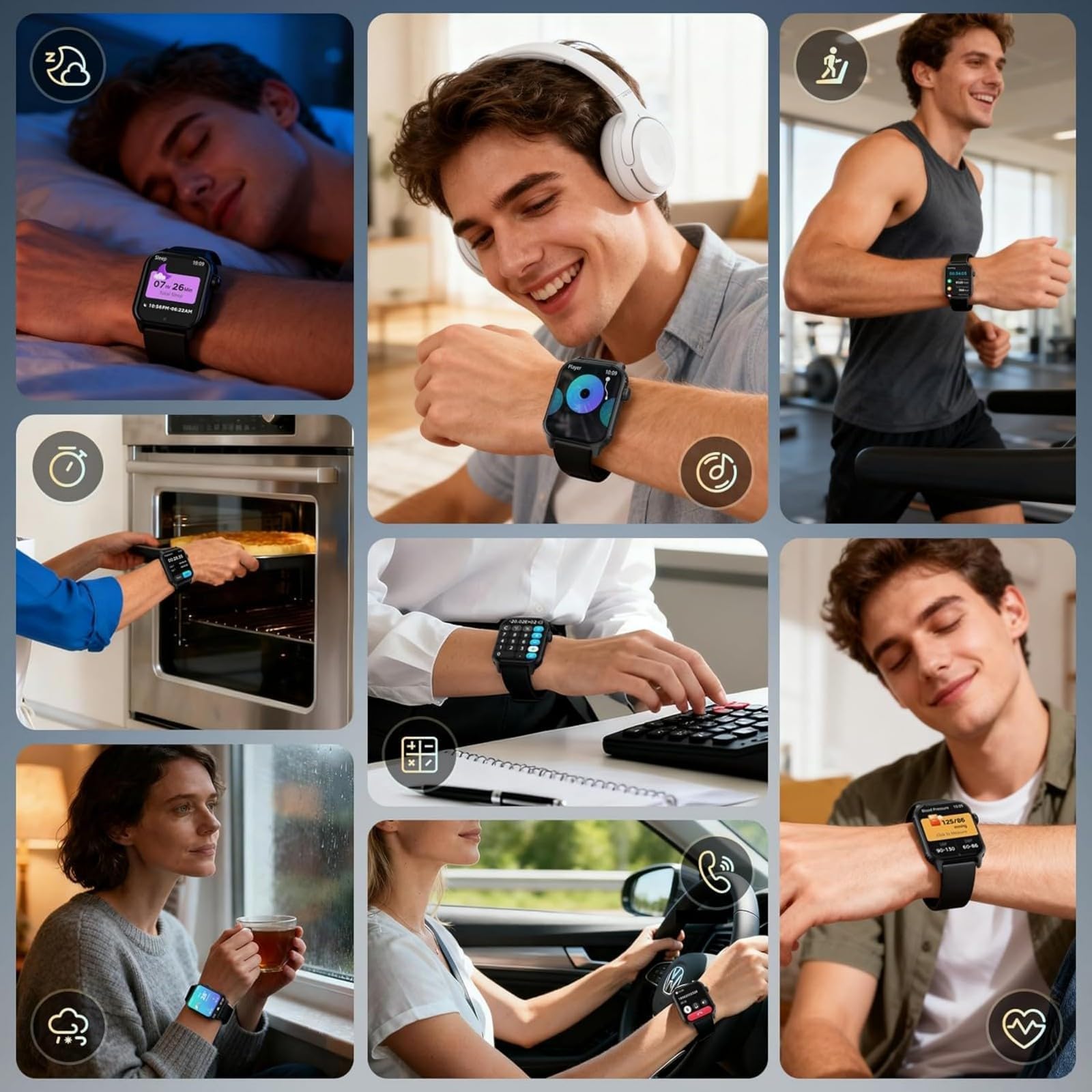 TRAUSI Smart Watches for Women Men, 1.83 inches HD Smartwatch with 120 Sports Modes, Heart Rate/Sleep Monitor, IP67 Waterproof, Bluetooth Call & Music Control for iPhone/Android (Glossy black) — view 7
