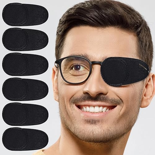 12 parches para ojos para gafas, parches para ojos medianos reutilizables sobre gafas para mejorar la ambliopía, estrabismo, parches