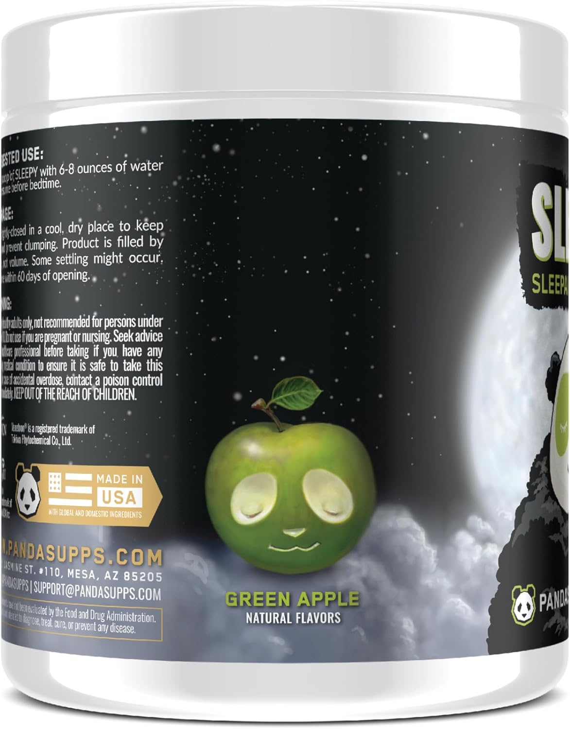 Underground Bio Labs Panda Supps – Sleepy 3.0 Natural Sleep Aid Formula: 5mg Melatonin, 300mg GABA, Chamomile Extract, (Green Apple 30 Servings)