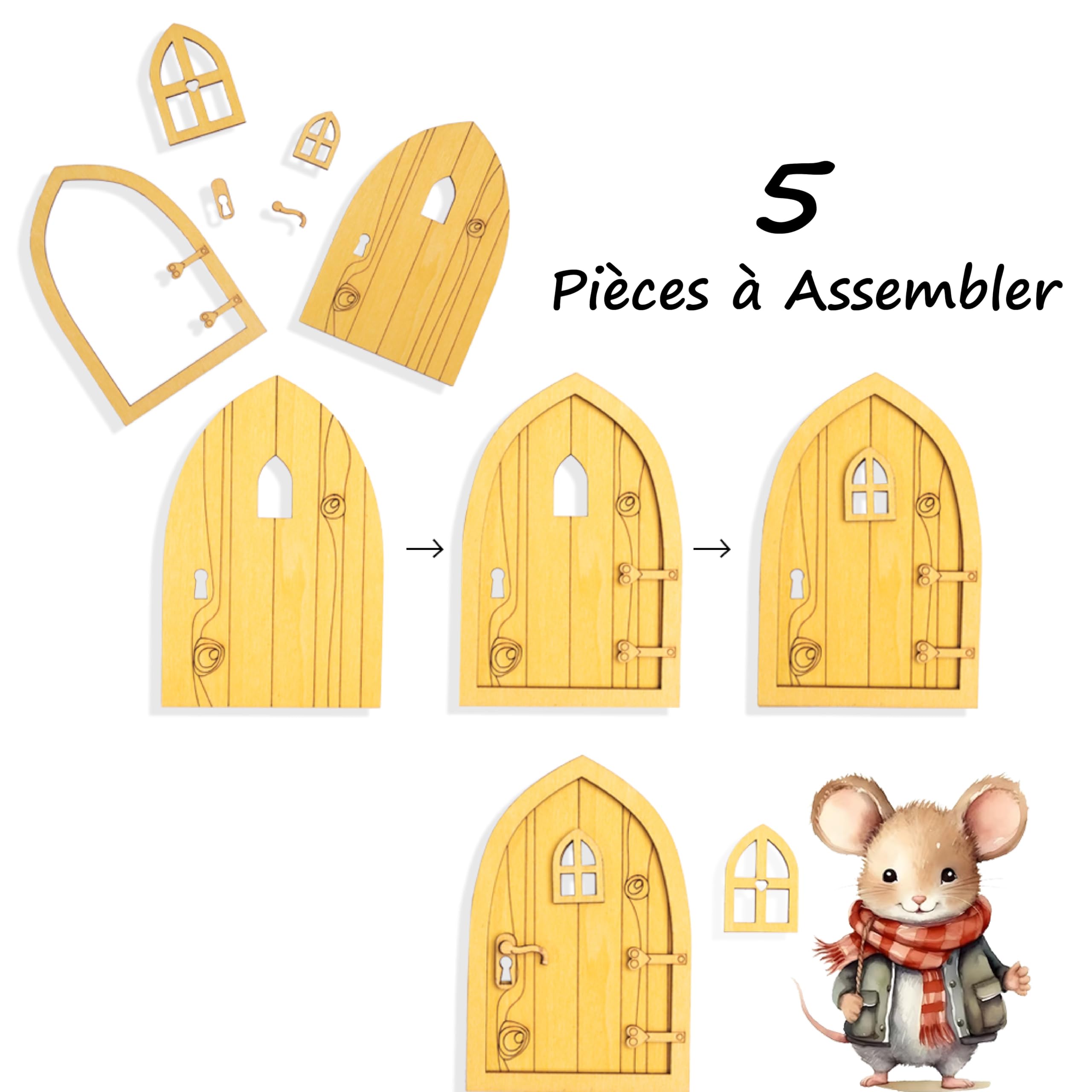 Pack Porte Souris et Boîte à Dents Bébé Garçon Fille. Boîte à Souvenirs pour Bébé. Cadeau Bebe. Cadeau Naissance. Bois Naturel. (Enfant).