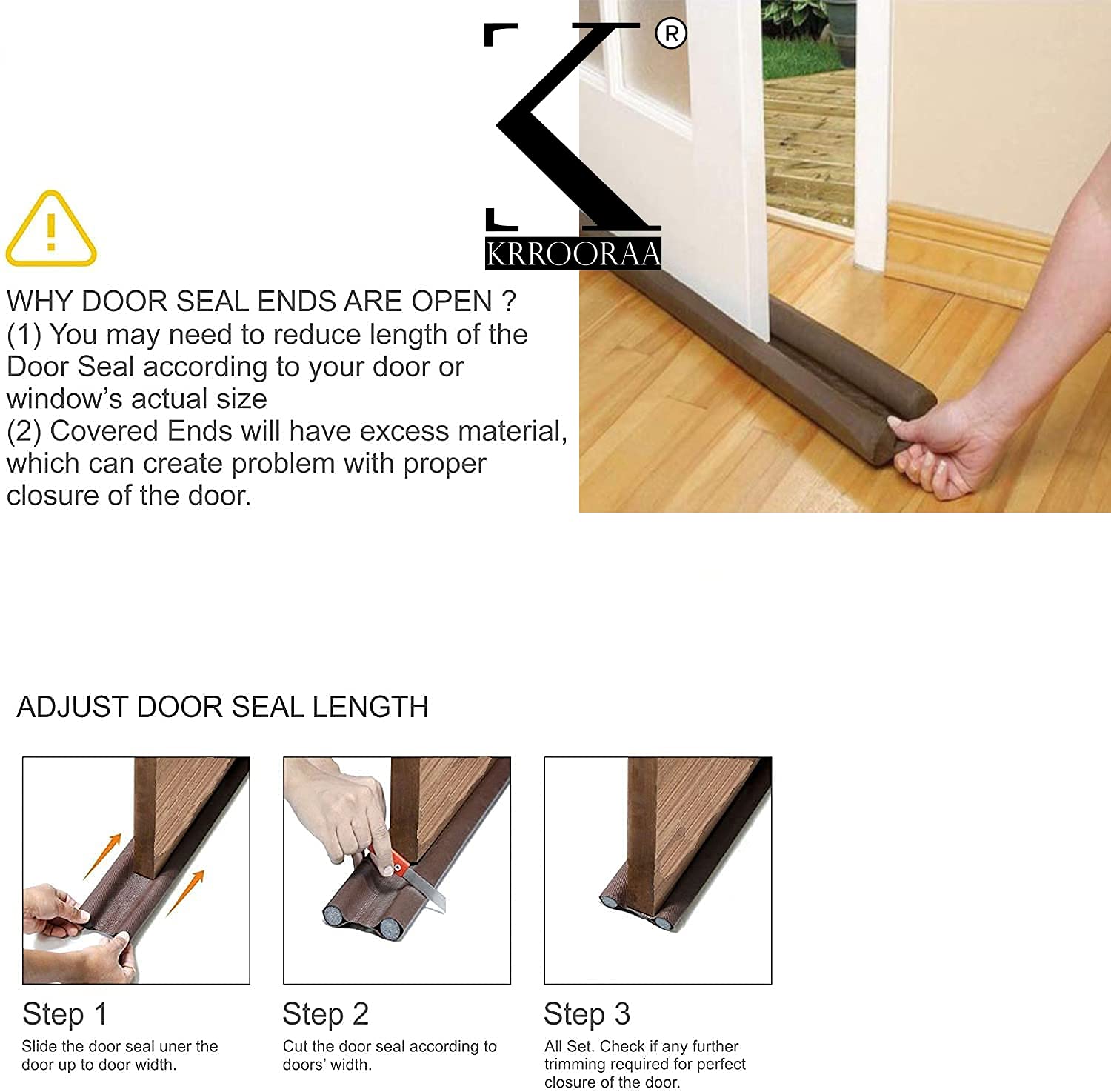 KRROORAA® Door Bottom Sealing Strip Guard for Home (Size-36 inch) (Brown)… (1)
