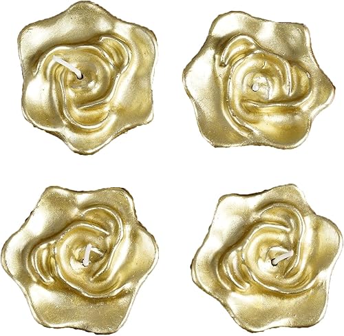Miniatura 2 de Efavormart - Juego de 20 velas de rosas flotantes doradas sin perfume para bodas, fiestas, cumpleaños, centros de mesa, suministros de decoración