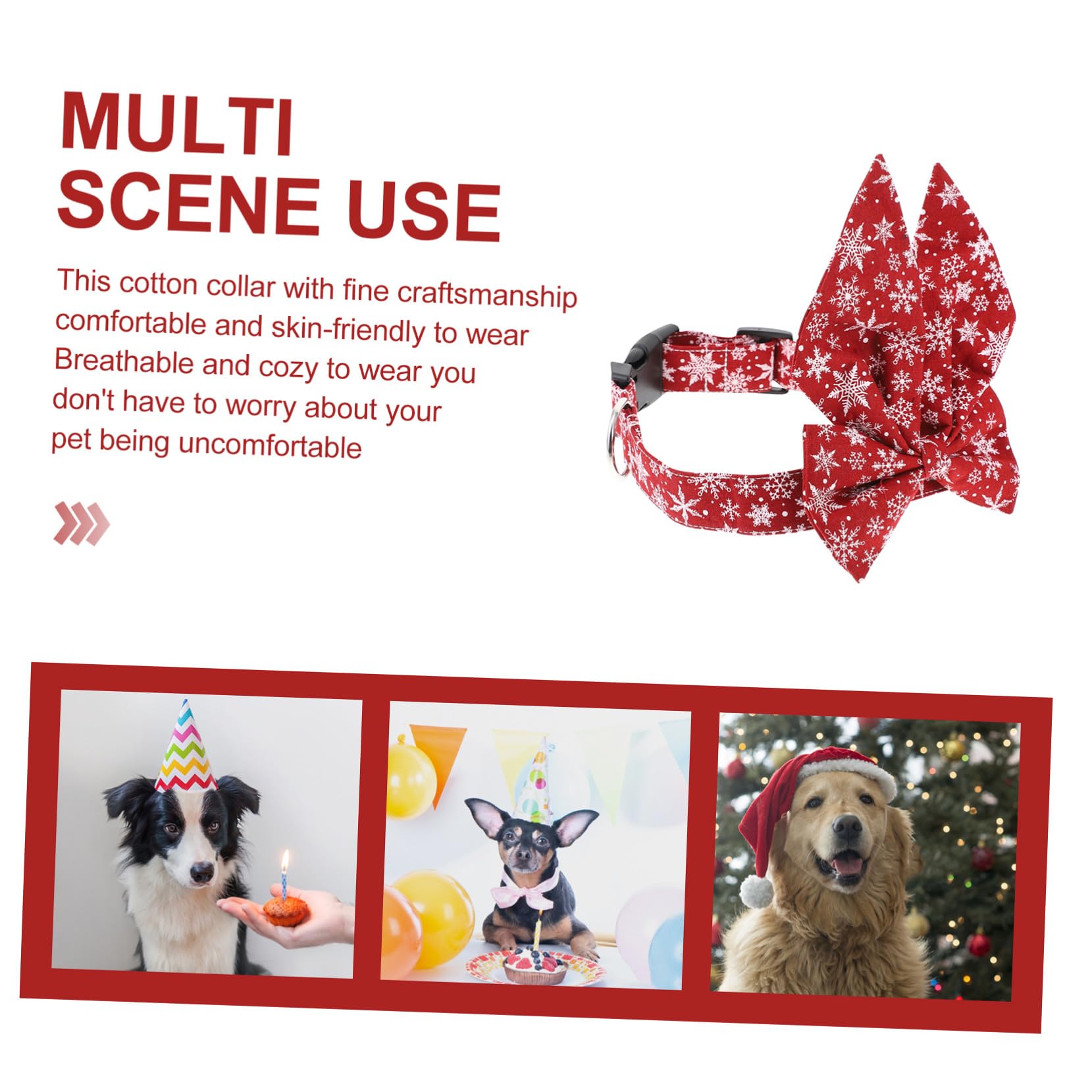 GANAZONO Collier de Noël pour Animaux avec Nœud Ajustable Collier pour Chat et Chien Accessoire Festif Réutilisable et Confortable pour Fêtes et Photos