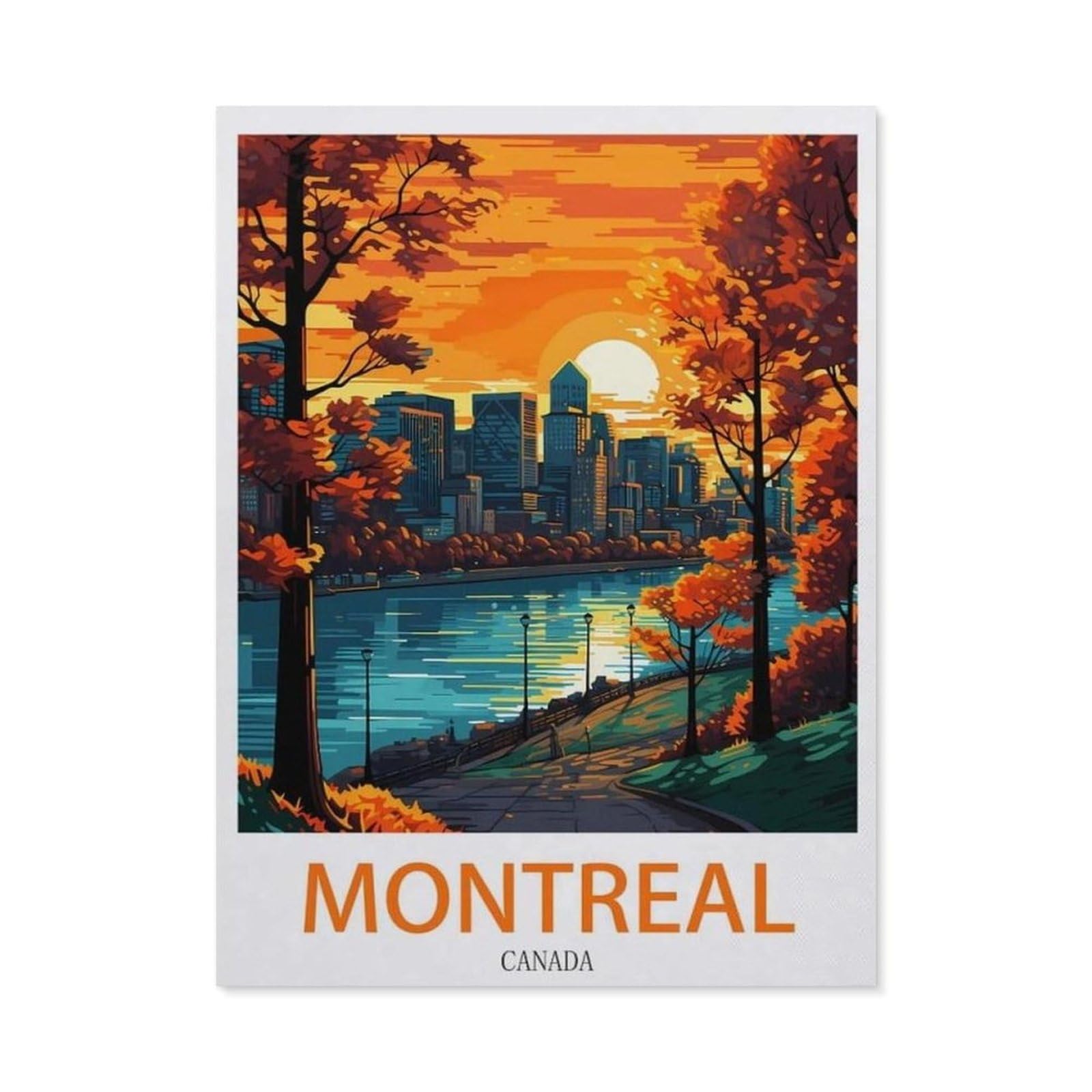 Montreal Canada，Tin Sign Vintage Metal Signs Iron Painting Retro Metal Tin Sign Plaque Poster Garden Wall Art Plaque for House Bathroom Kitchen Cafe(30x40cm）12x16 inch-EC94