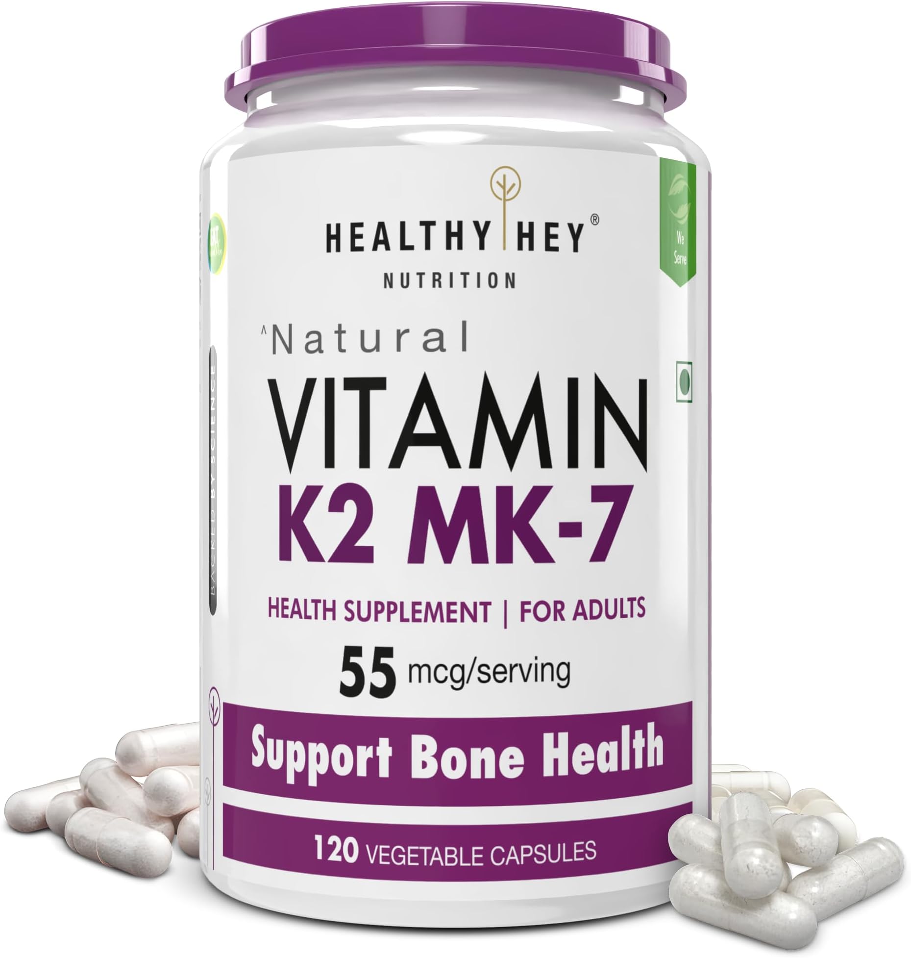 HealthyHey NutritionNutrition Vitamin K2 | 100% Vegetarian Vitamin K2 Benefits In Bone Health - 55Mcg - 120 Vitamin K27 Capsules