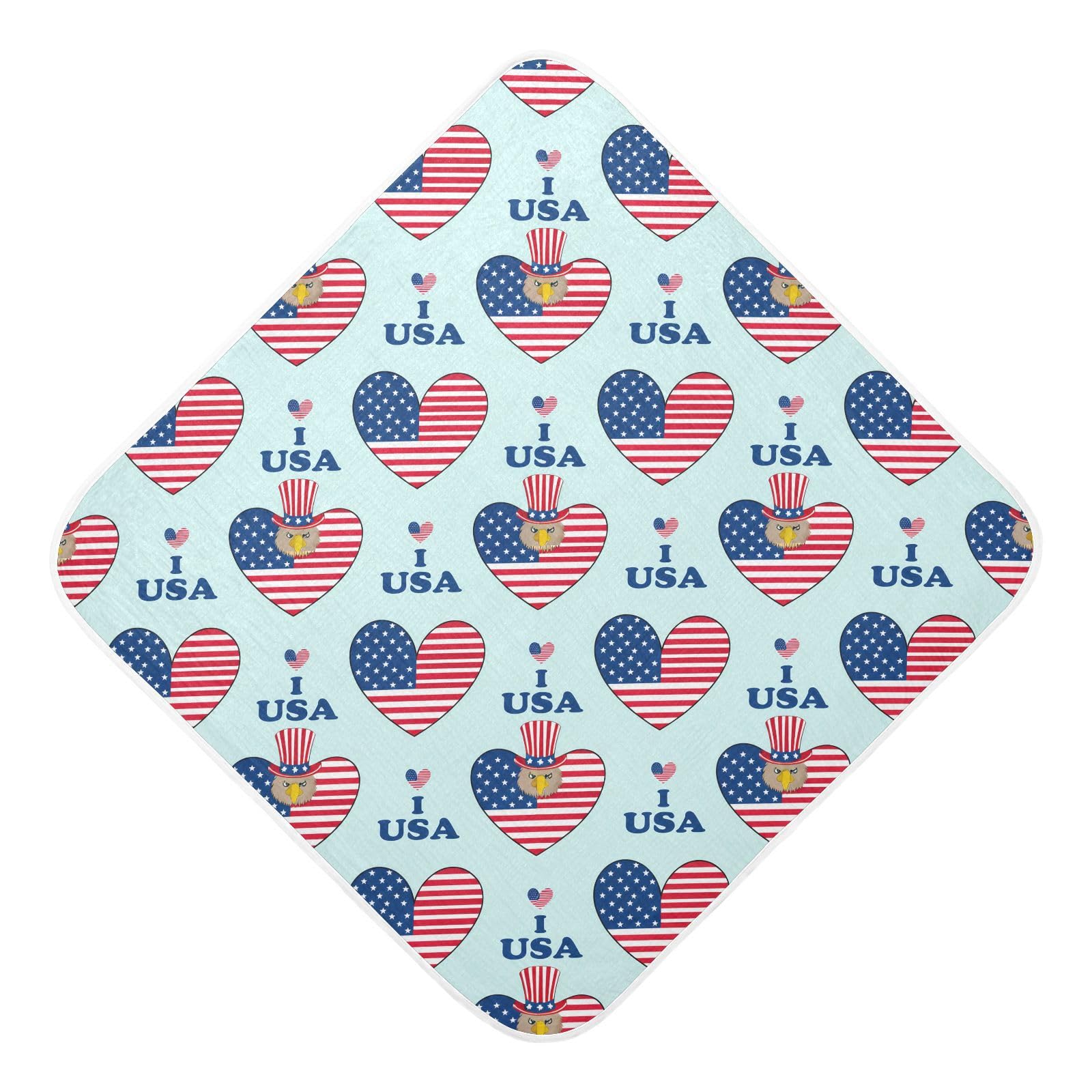 Msyxl Independence Day Hooded Towel - Ultra Soft & Absorbent Muslin Cotton Bath Towel for Babies, Toddlers, Newborn - Boys & Girls Essential 35