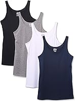 Vista 9 de Kalon Paquete de 4 camisetas sin mangas para mujer con diseño moderno y pechugona