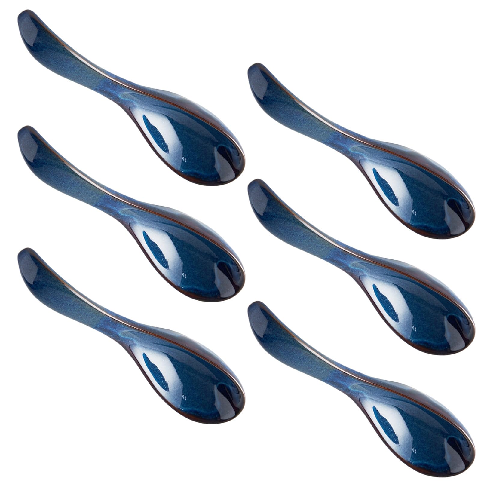 Lot de 6 cuillères de service en céramique texture céramique facile à nettoyer Anti-rayures Convient pour le service alimentaire Petite cuillère à soupe