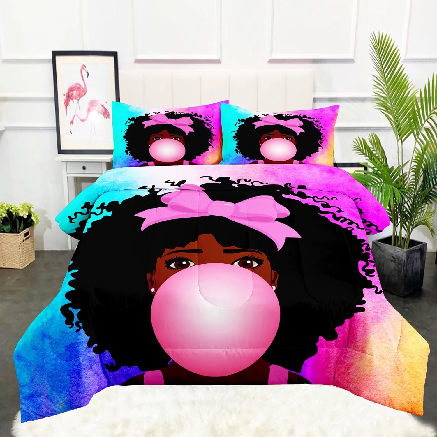African American Black Girl Comforter Sets Twin, Black Girl