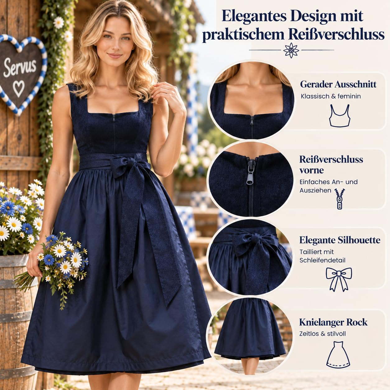 Generisch Dirndl Grosse Grössen Oktoberfest Damen Outfit Dindl Midi Für Schürze 'Dirndl Dirndlkleid Lang Dirnd Samtdirndl Beige Trachtenkleid Drindl Langes Mit Bluse Und Samt Wiesn