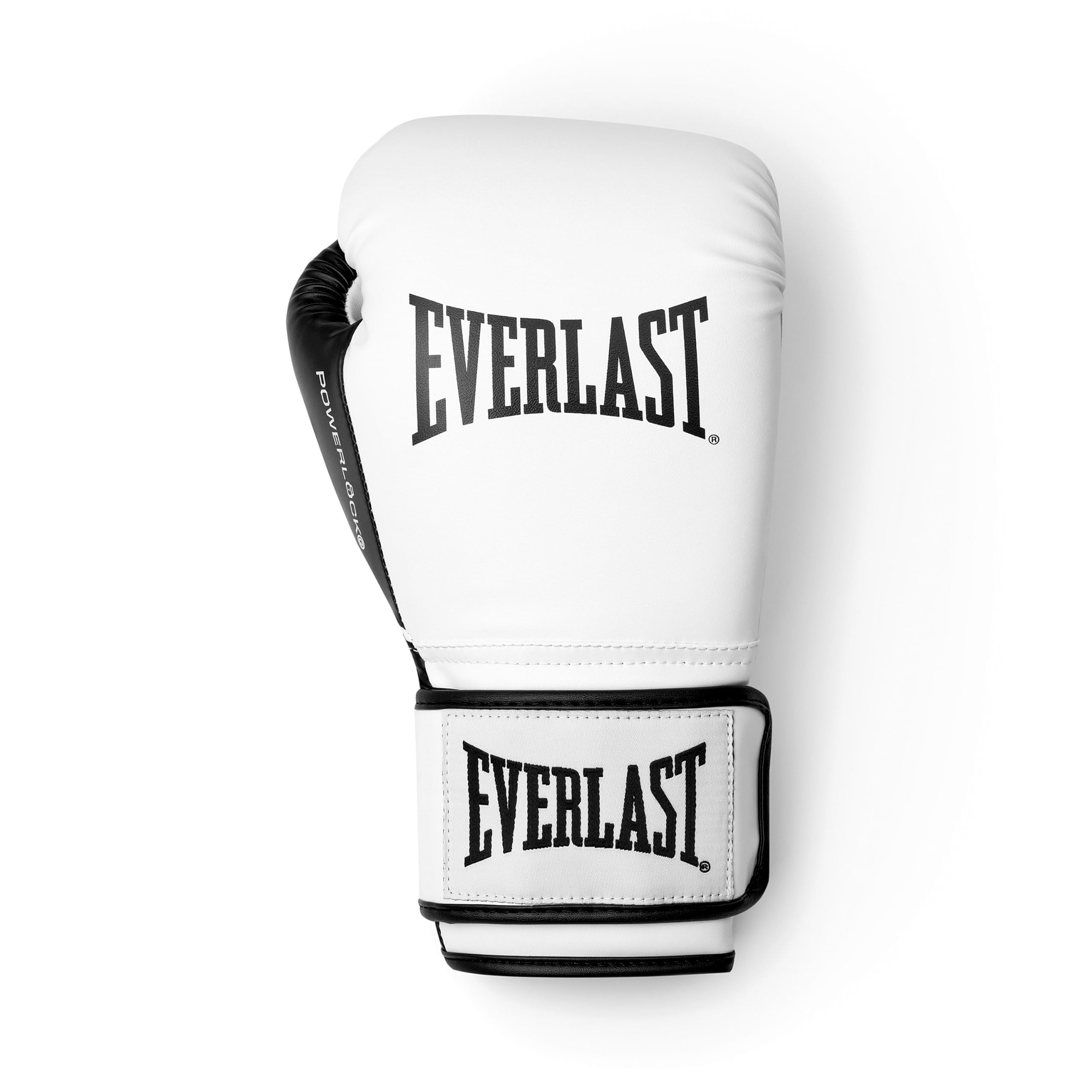 Everlast Powerlock OG 12 oz Gants de Boxe (Blanc/Noir), pour Sac, Mitaines et Sparring, Fermeture Auto-agrippante, Mousse avancée, Prise Ergonomique – Équipement Everlast Authentique