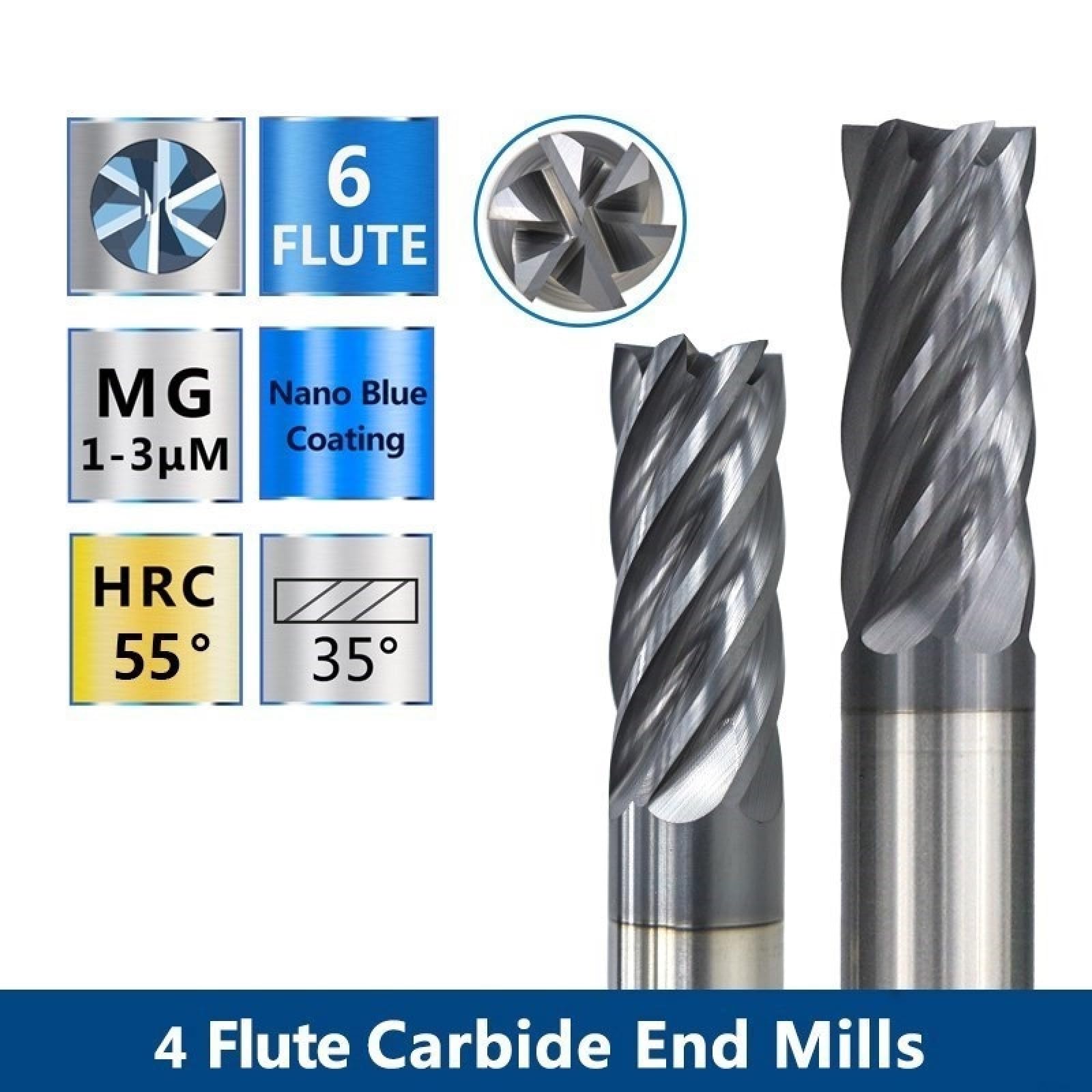 6 flet frez z węglika metalowego TiAIN powlekany frez CNC HRC55 narzędzia do frezowania CNC, 8x35x100x8D
