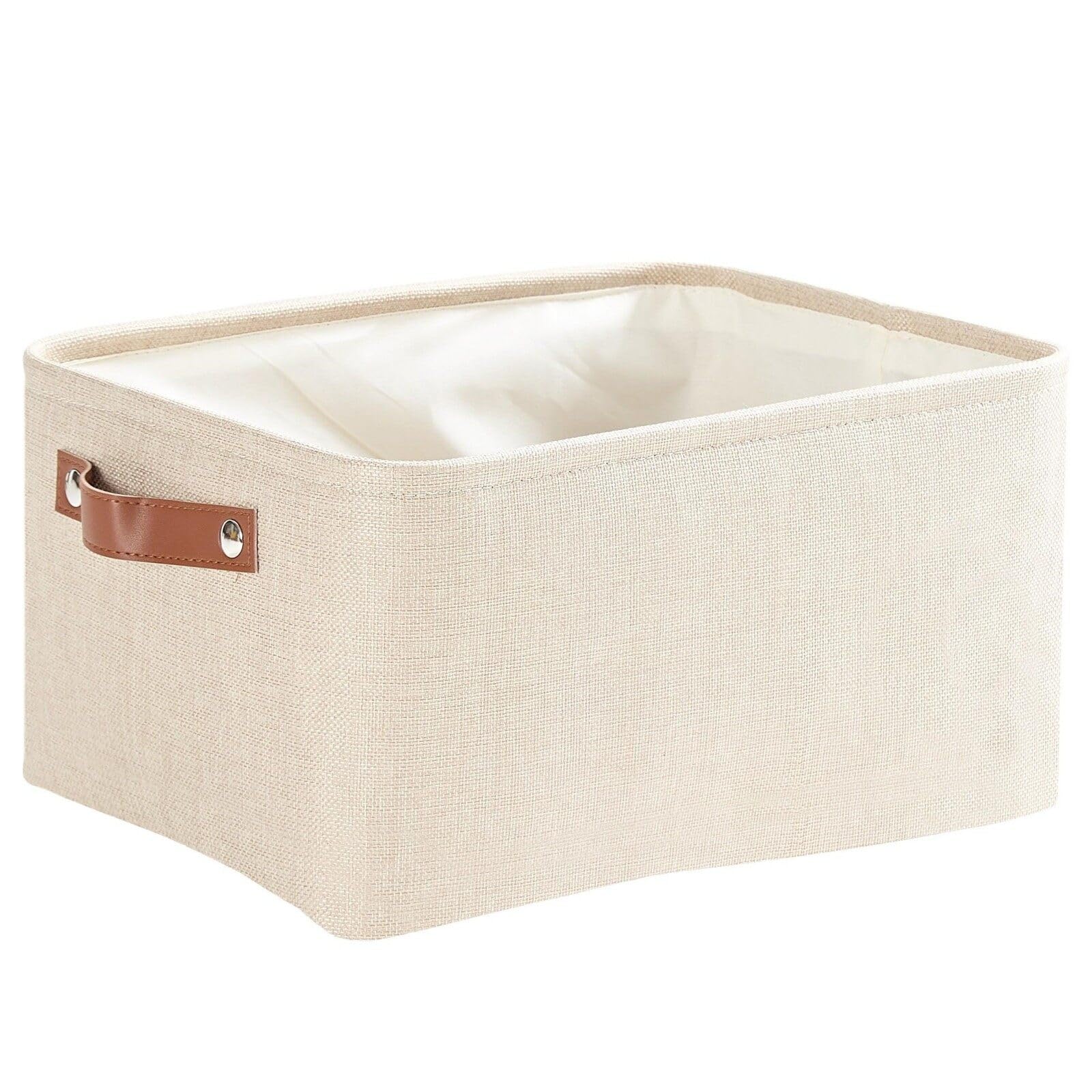 Mangata Fabric Storage Boxes,Storage Basket with Handles for underwear, sock, towel (Small, Khaki) — image 1