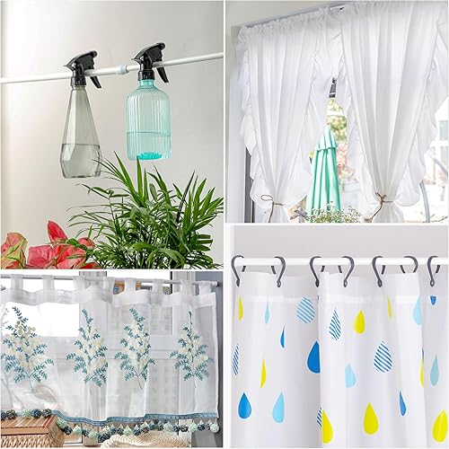 Miniatura 2 de OEH - 5 barras de tensión, barra de cortina de tensión, sin perforación, para ventanas de 28 a 48 pulgadas, barra de resorte a prueba de óxido,