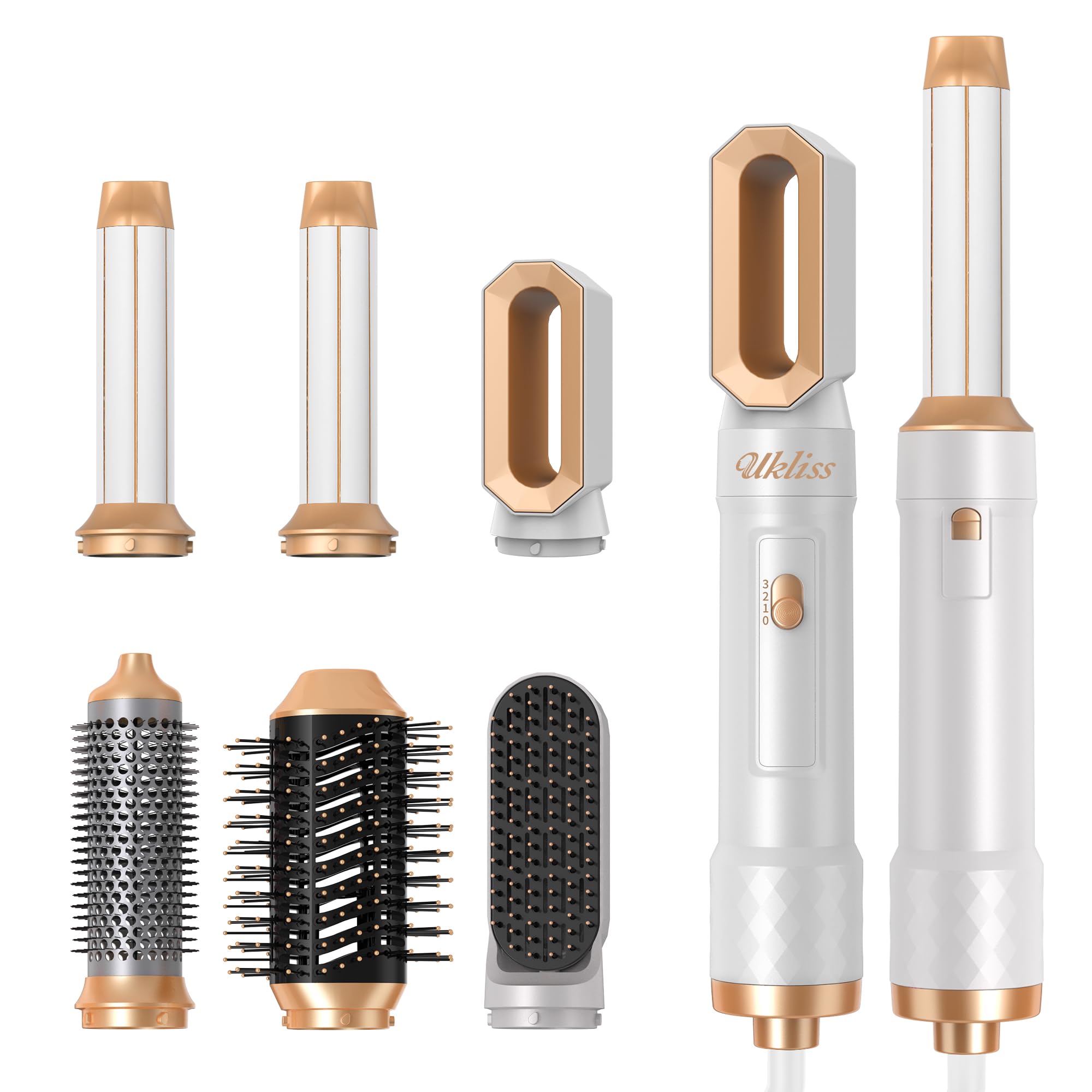 UKLISS Airstyler 6 w 1 stylizacja włosów z lokówką powietrzną, szczotka do stylizacji włosów, suszarka na gorące powietrze, szczotka do włosów, szczotka do suszarki do włosów, szczotka do suszarki z