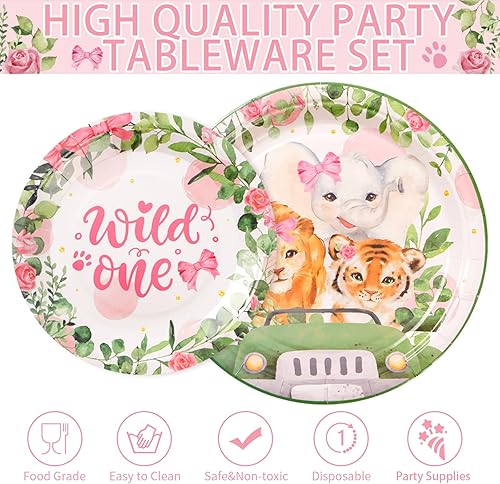 Miniatura 3 de 96 platos y servilletas para fiesta de cumpleaños con temática de Wild One, suministros para fiesta de cumpleaños con temática de Wild One, con