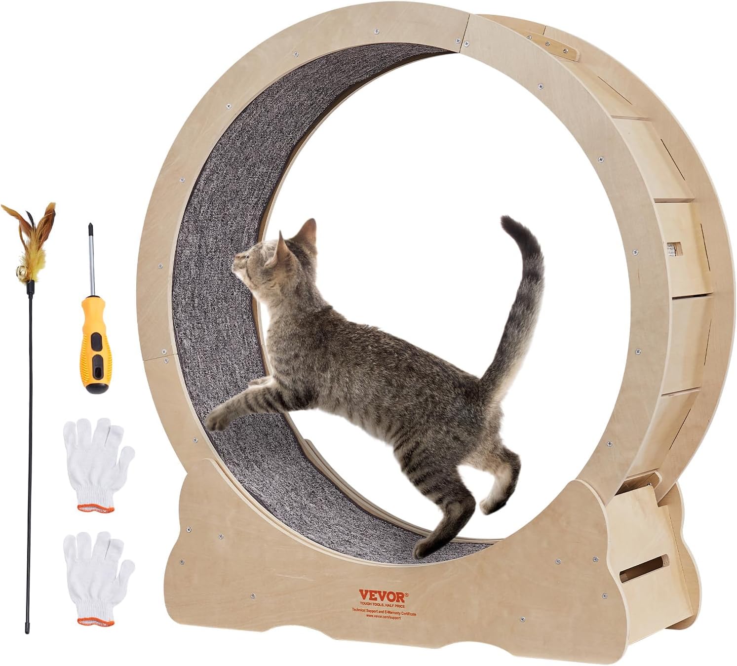 VEVOR Cat Exercise Wheel for Indoor Cats, 35.8inch Quiet Cat Wheel Exerciser Cat Treadmill, Cat Running Wheel for Cat's Weight Loss and Health