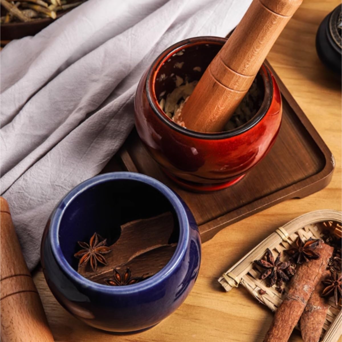Moździerz i Tłuczek Ceramiczny Moździerz Do Czosnku, Domowy Ręczny Tłuczek, Wielofunkcyjny Zestaw Młynków I Tłuczków Zestaw Kuchenny