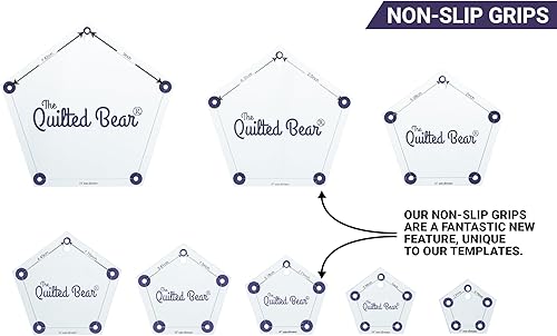 Miniatura 5 de The Quilted Bear Plantillas de acolchado triangular, juego de 8 plantillas de edredón acrílicas antideslizantes, productos de costura ideales,
