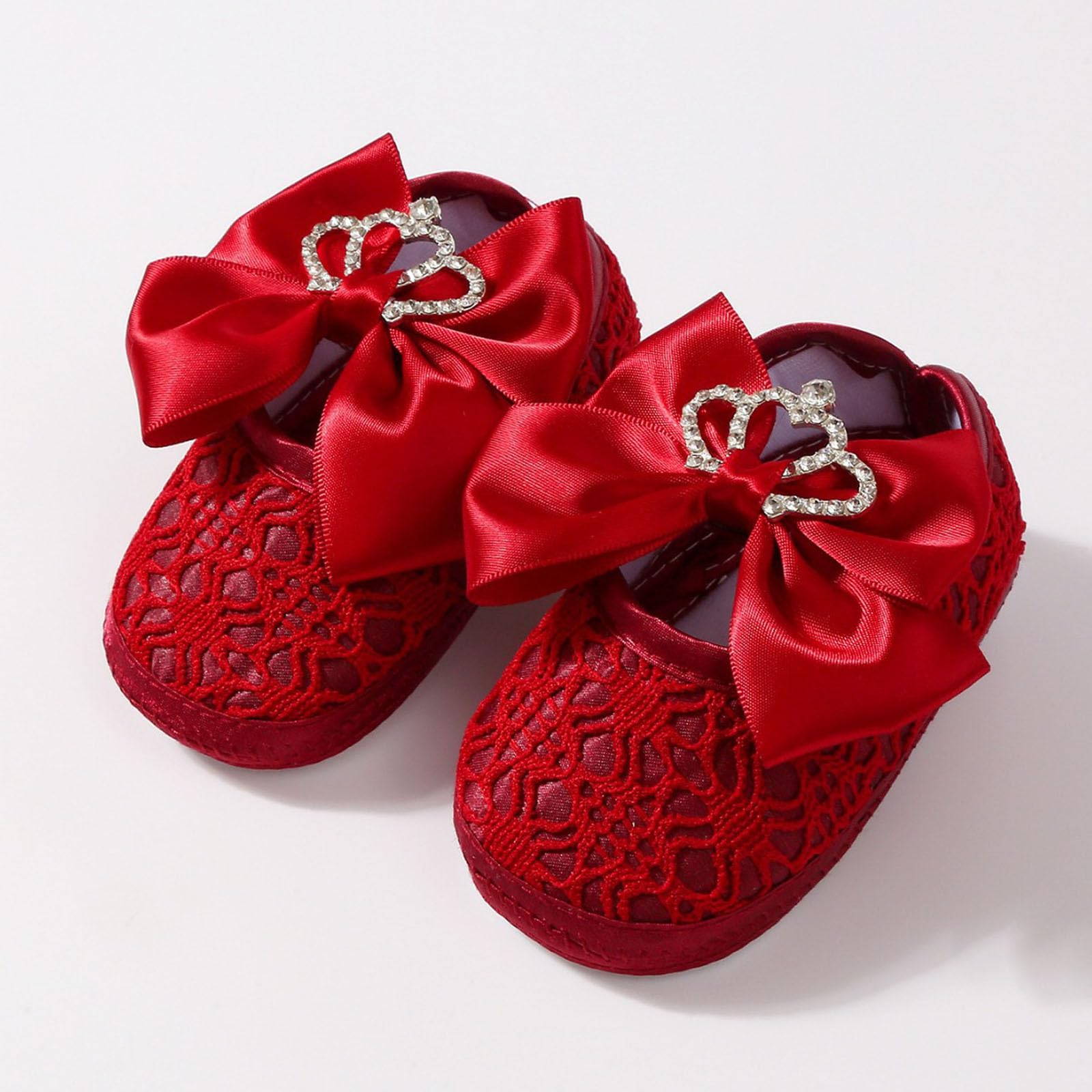 Stylish Crowns Bowknot Design Newborns Girl Shoe Headband Set Feature Soft Soles and Comfortable Fabric Soft Baby Footwearsophisticated Child Girl Footwear — view 3