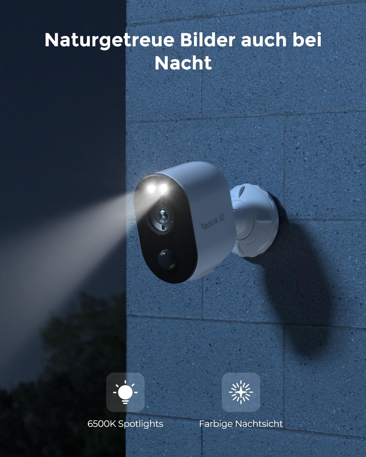 Reolink 4K Überwachungskamera Aussen Akku Kabellos, Farbnachtsicht | KI Erkennung, 2,4/5GHz WLAN IP Kamera Outdoor mit Spotlight, Keine Monatsgebühr, Zeitraffer, 2-Wege-Audio, Argus 3 Ultra