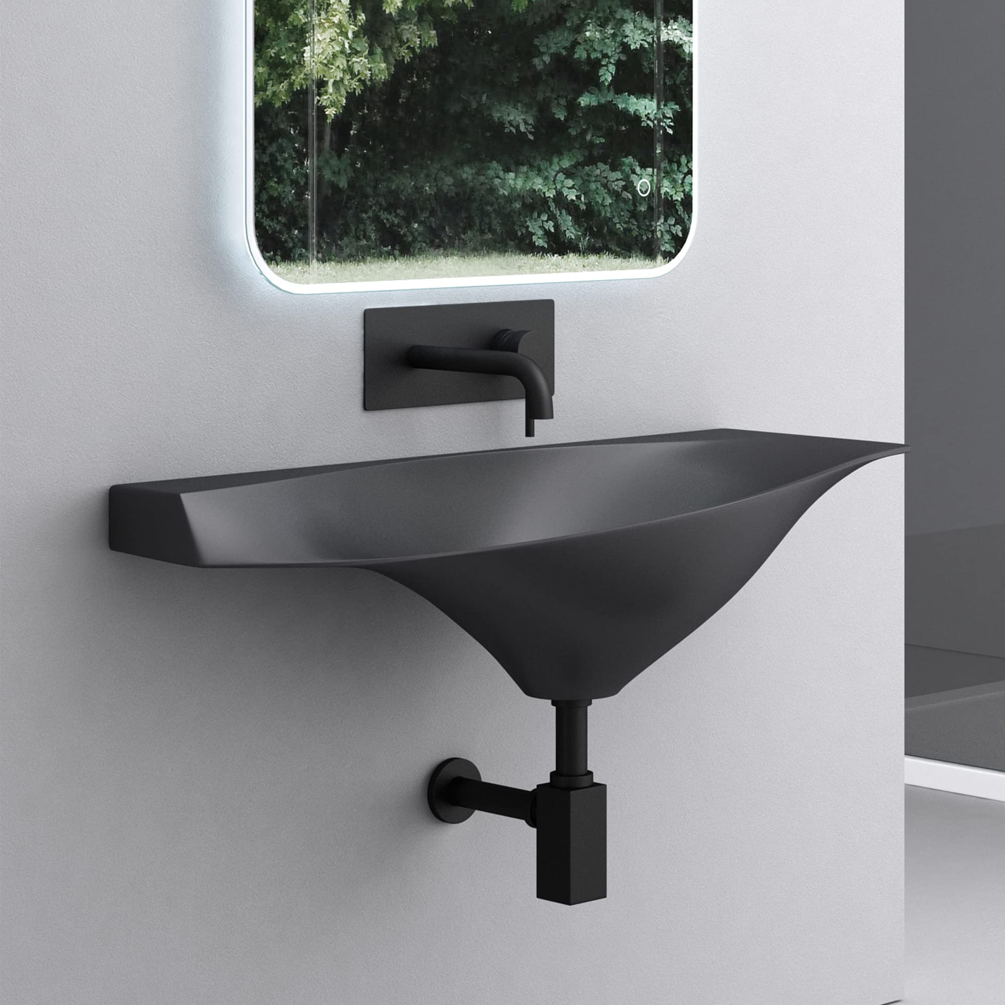 Mai & Mai Sifón S06 Sifón en forma de L Juego de desagüe para lavabo Rosca de conexión de latón negro