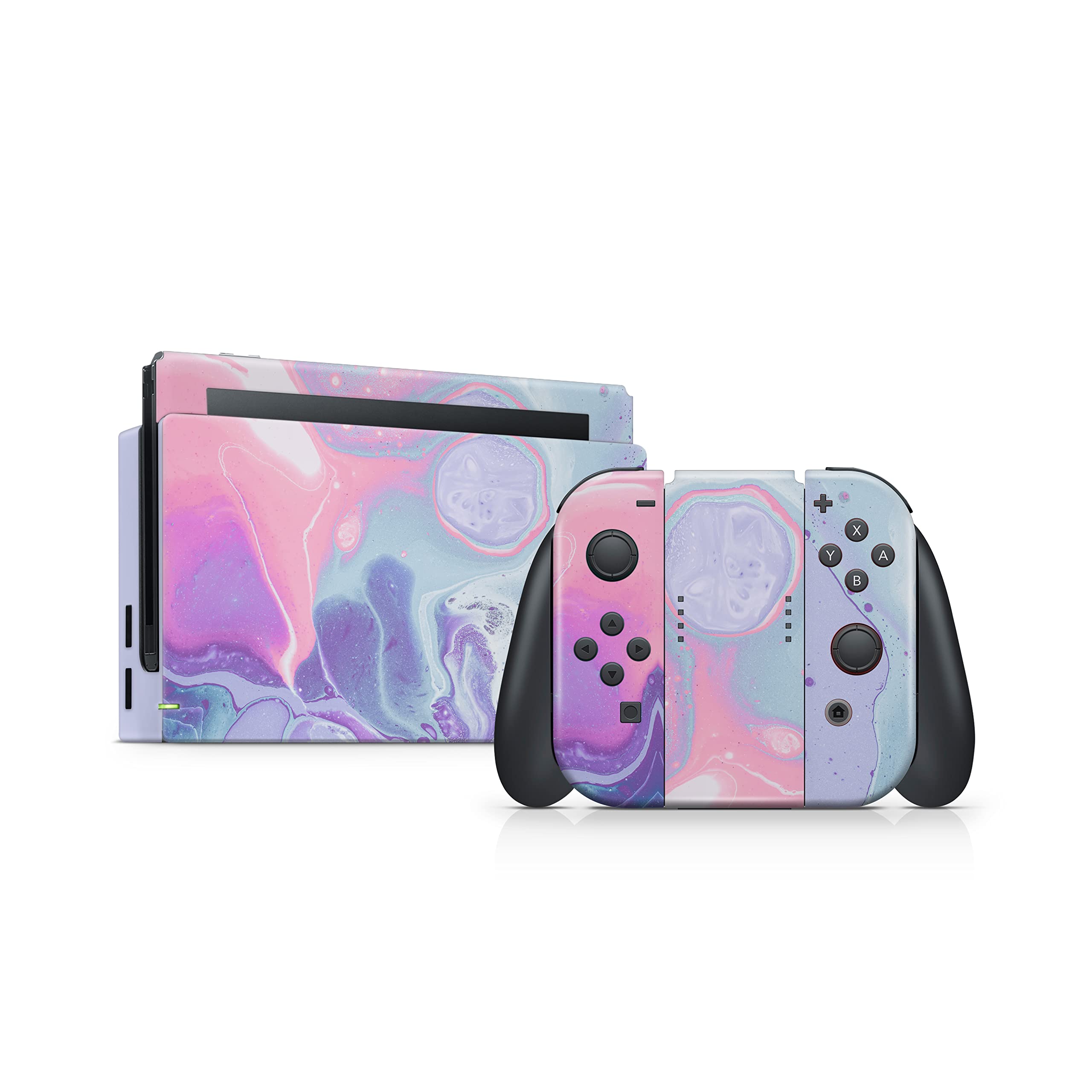 Autocollant vinyle Nintendo Switch lilas marbre pour masquer rayures et usure - 8