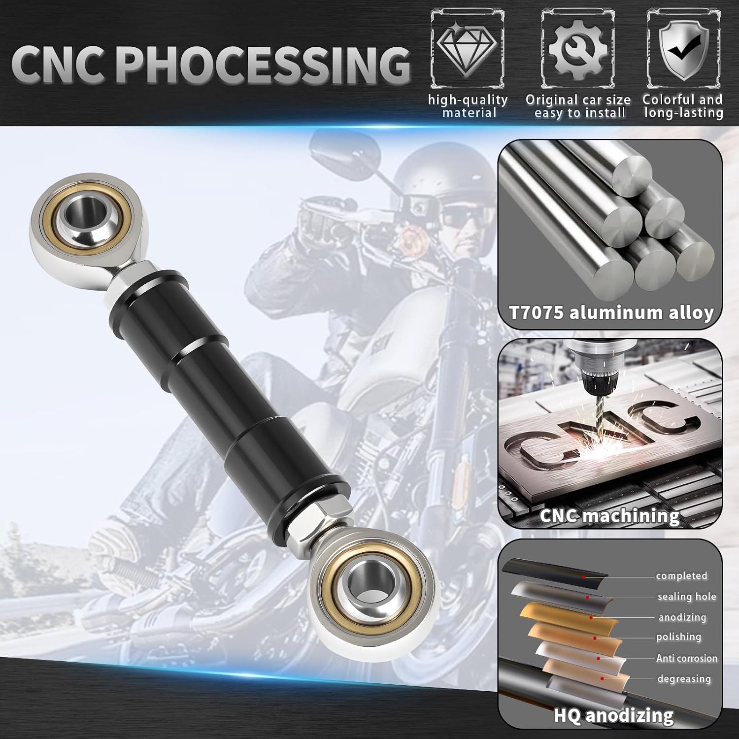Black Mid-Control Shift Linkage for Harley 1984-2024 Dyna Super Glide, Street Bob, Low Rider FXLRS FXLRST, and Softail Standard Models