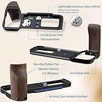 Vista 8 de Haoge Mango lateral de madera para cámara Sony A7CR a7cii, empuñadura, agarre de soporte en forma de L con placa de liberación rápida Arca