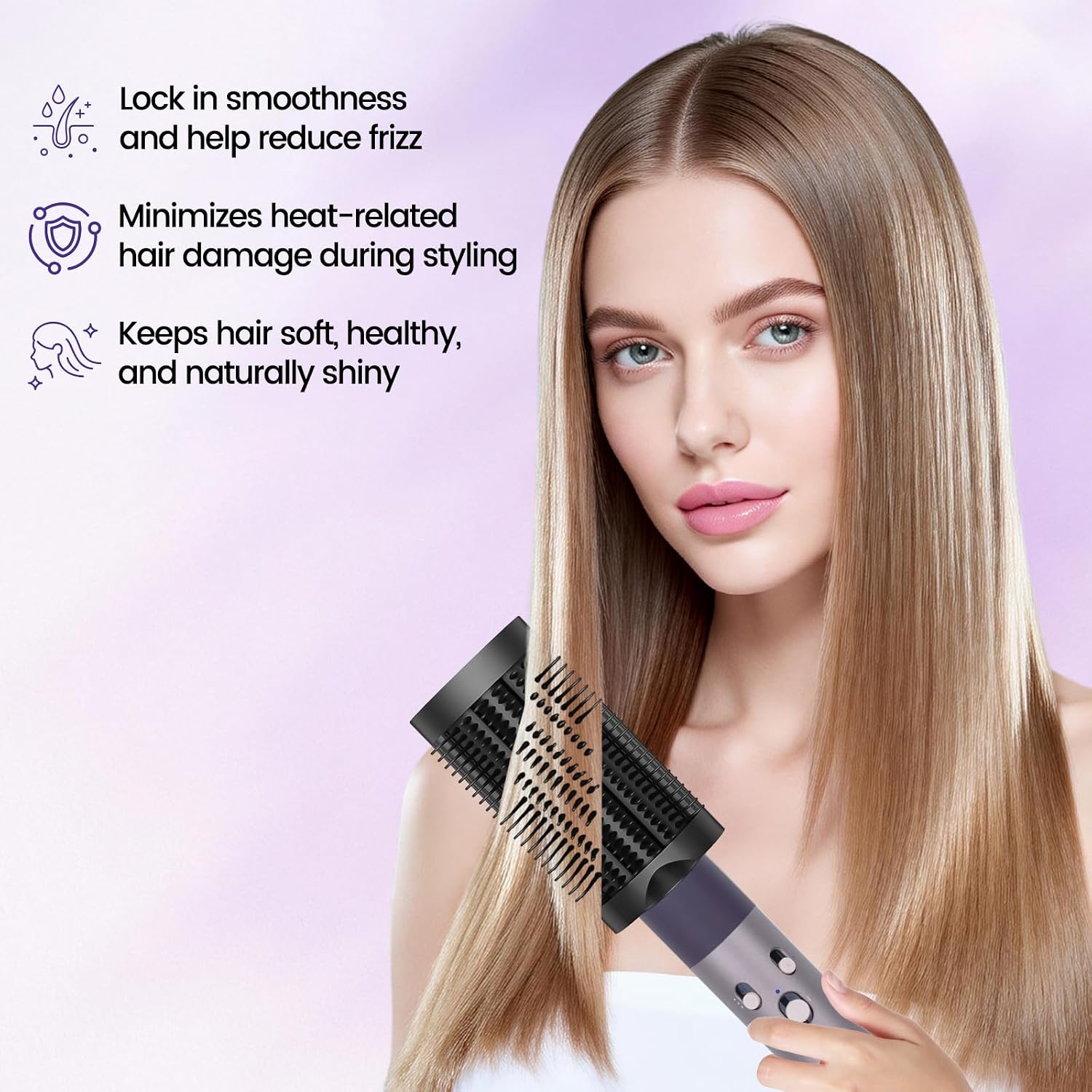 Anti-Snag Loop Brush for Dyson Airwrap, Loop Detangling Smoothing Brush Compatible with Air wrap Attachments, Smooth Glide Anti-Tangle Comb for Thick, Curly Tangled Hair Frizz Control