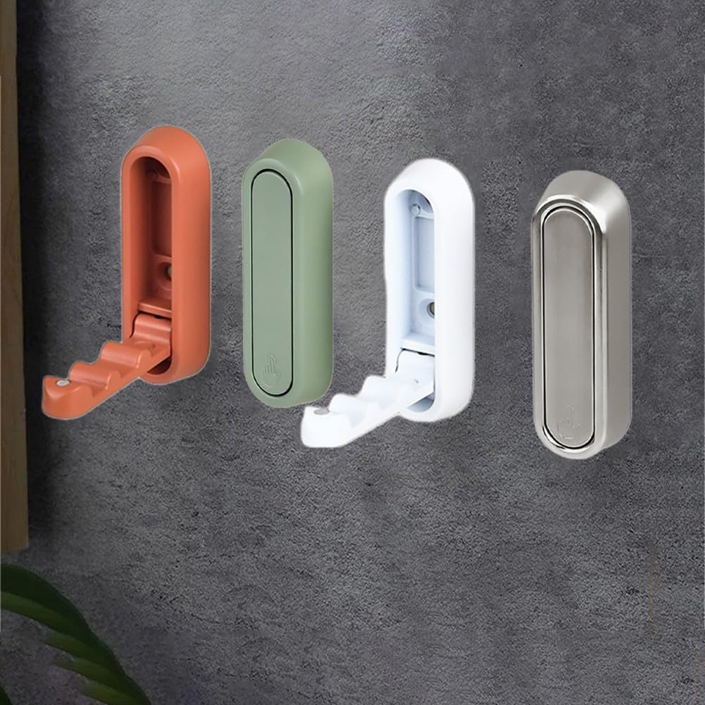 ReachMall Wall-mounted Folding Wall Hooks, Towel Hanger, Coat Rack, Hook Rack Coat Hooks, For Bathroom, Hallway, Kitchen(Green)