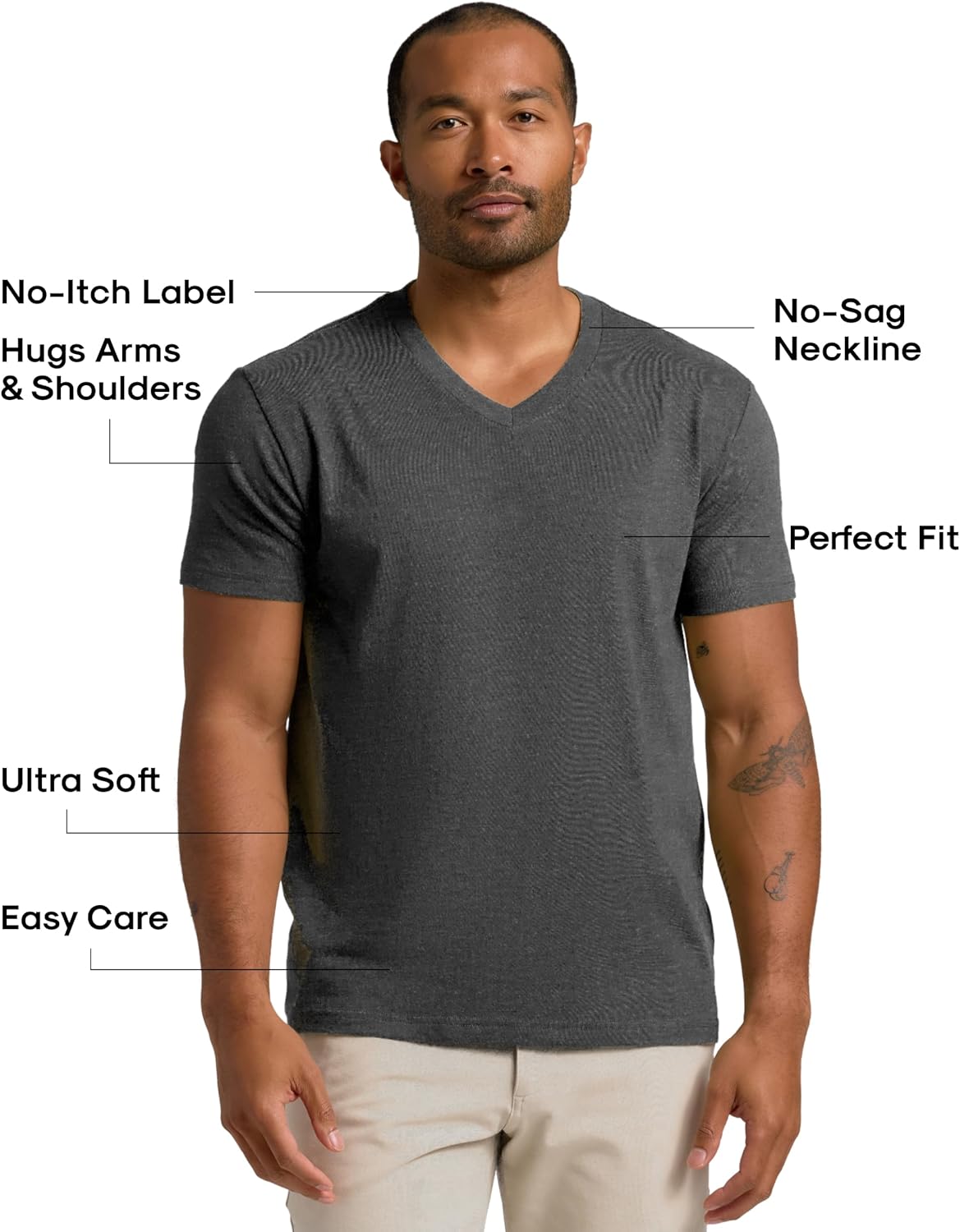 True Classic Mens V Neck T Shirts – Cotton V Neck Shirts for Men, V-Neck Mens T-Shirts and Undershirts for Men Pack/Singles - Image 2