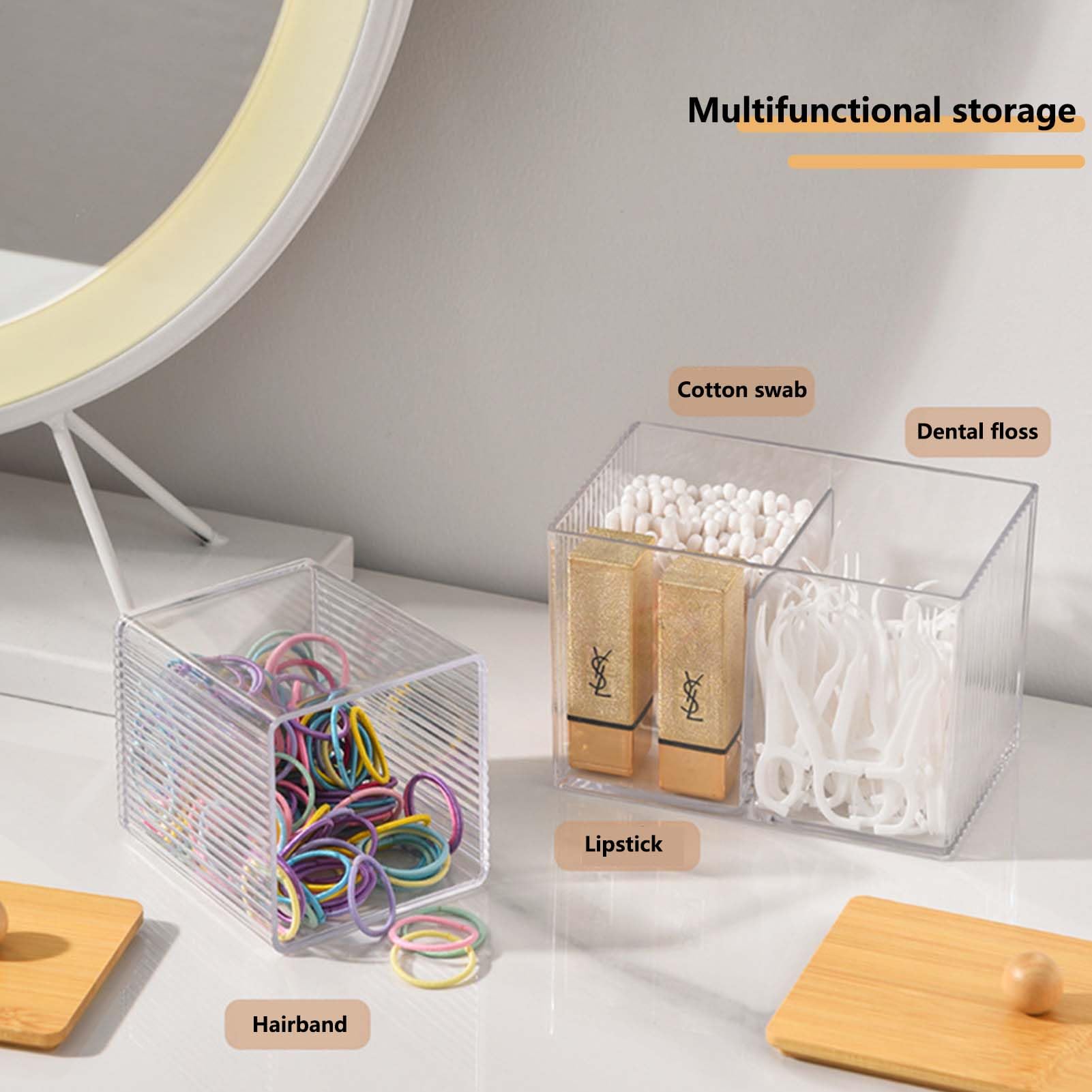 Boîte De Rangement Pour Cotons-tiges - Transparente - Anti-poussière - Design Hexagonal - Salle De Bain