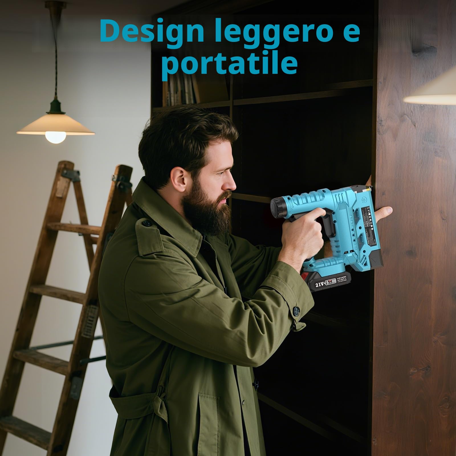 SEESII Chiodatrice Brad a Batteria, Pistola Sparachiodi Elettrica Calibro 18 con 2 Batterie da 2,0Ah e 1000 Pezzi di Chiodi e Graffette, Profondità di Inchiodatura Regolabile
