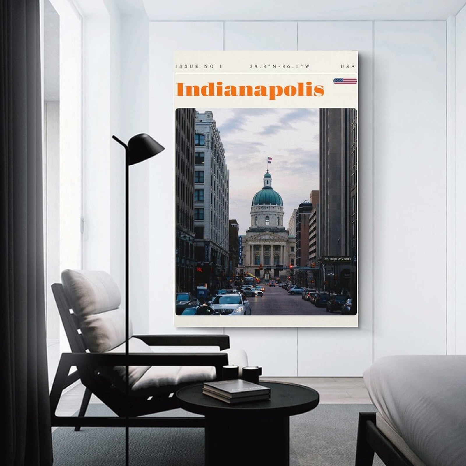Junmoney Indianapolis Indiana Travel Art Canvas Wall Decor, 20x30inch(50x75cm), for New Homes, Bedrooms Or Workspaces, Gift Idea for Housewarming And Birthdays
