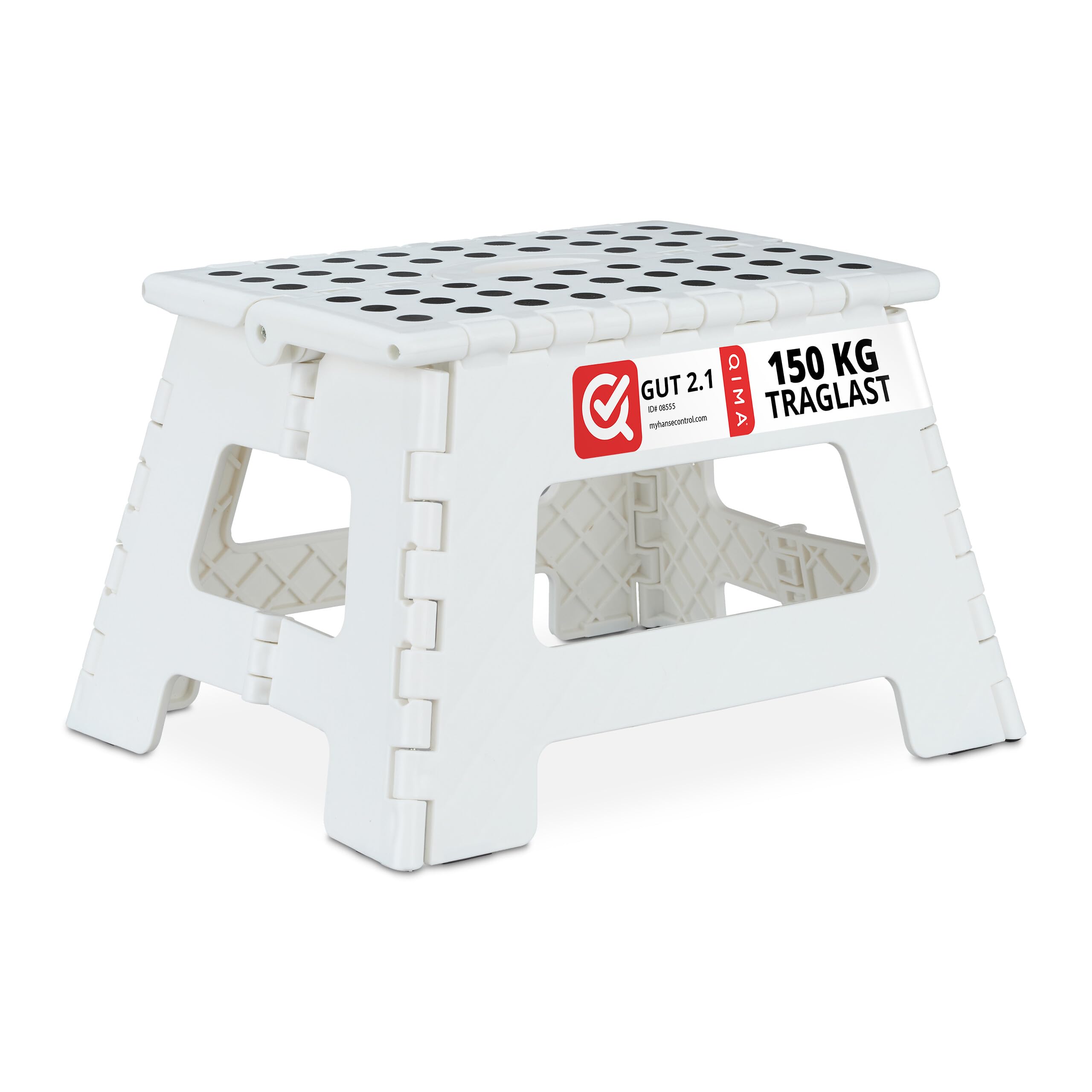 Relaxdays Folding Stool, Portable, Bathroom Step for Children or Travel, Holds up to 150 kg, 22 x 35 x 28 cm, White, 22 x 31.5 x 25 cm