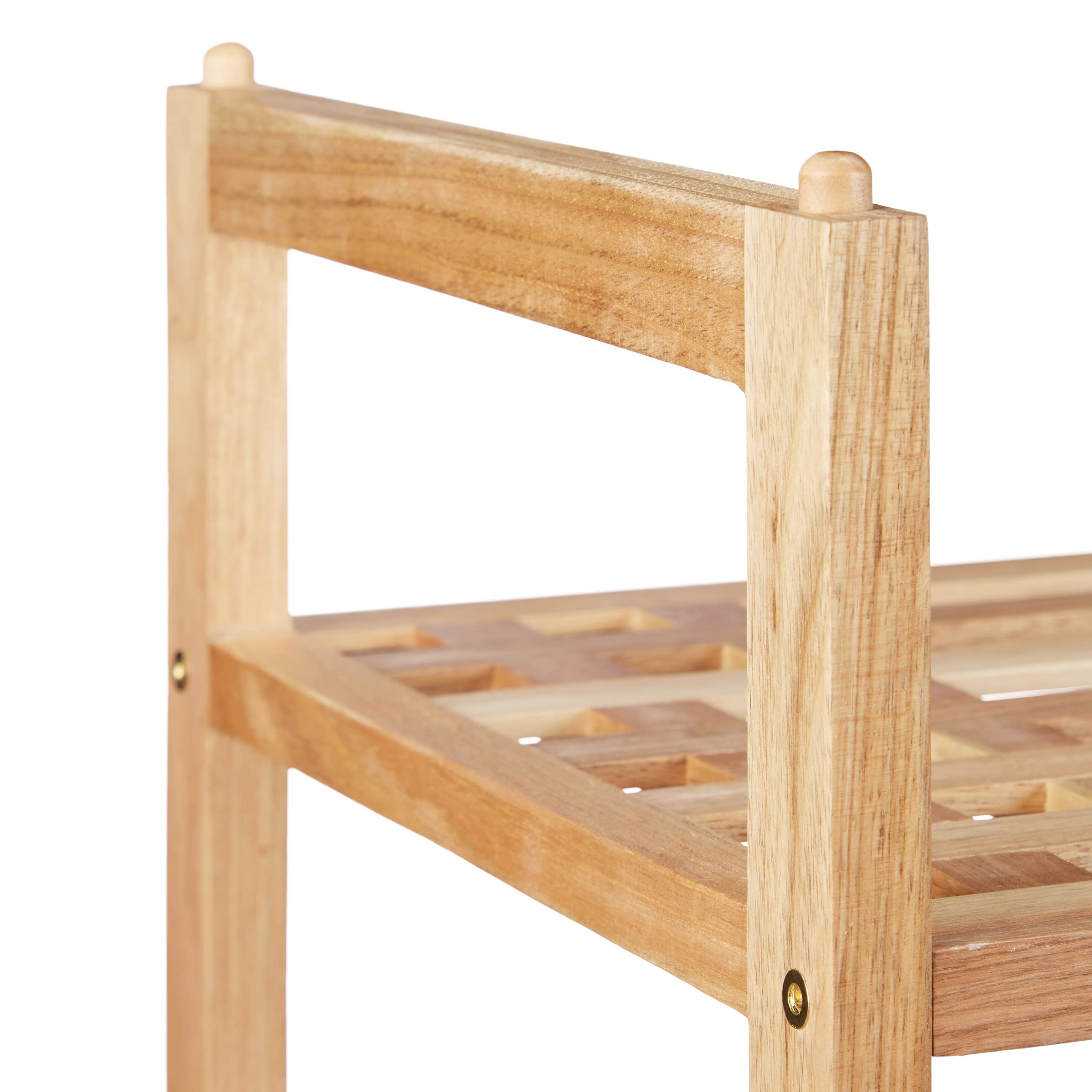 Relaxdays Set da 2 scarpiere, Mobiletto Impilabile Porta Scarpe con 2 Livelli, Legno di Noce, Fino a 12 Paia, 41x69x27 cm,Naturale
