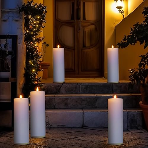 Miniatura 3 de Velas grandes para exteriores de 12 x 4 pulgadas, impermeables, paquete de 2 velas sin llama, funcionan con pilas, velas LED parpadeantes con