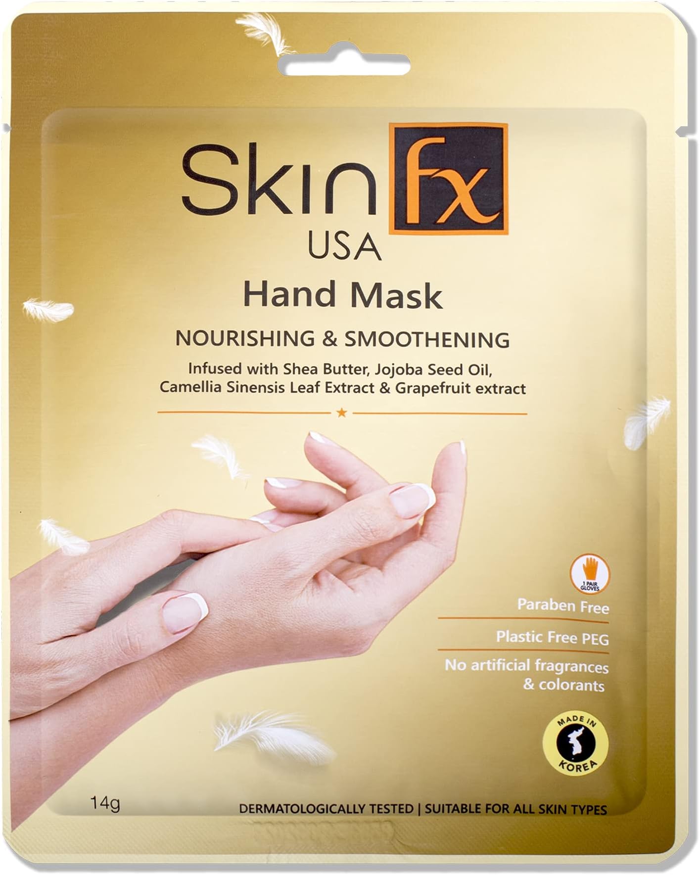 Skin Fx Hydrating Hand Sheet Mask (Gloves) with Shea Butter, Jojoba Oil & Tea Tree | Moisturizing & Nourishing for Baby Soft Hands | Evens Skin Tone | Vegan & Paraben-Free | Pack of 1