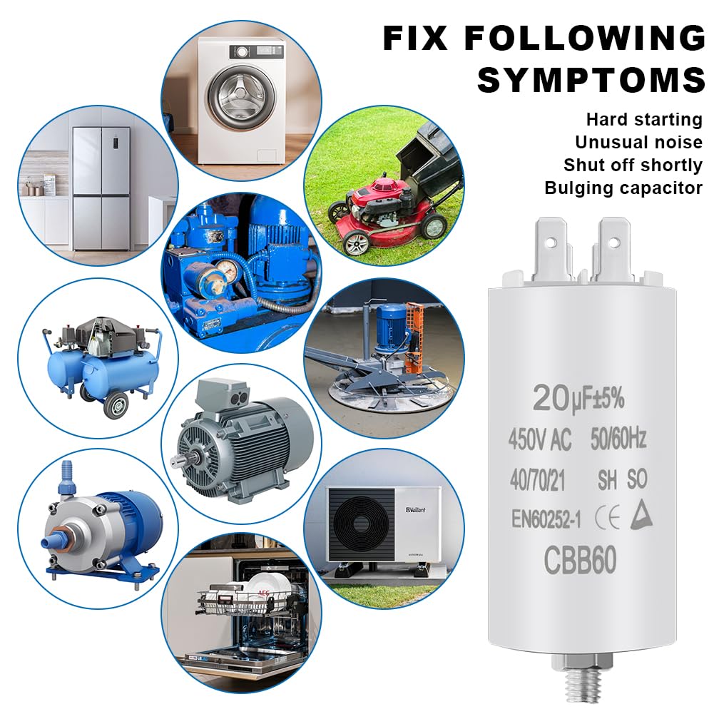 OFFCUP CBB60 Condensatore di Avviamento 20μF 450VAC Motore Elettrico Universale