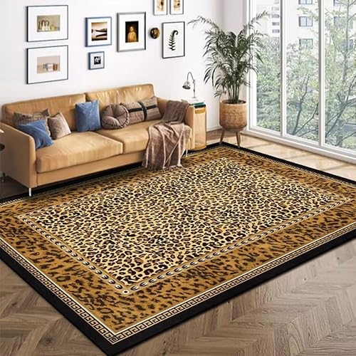 Miniatura 1 de Alfombras de lujo con estampado de leopardo marrón de 3 x 5 pies, suaves, cómodas, lavables, para cocina, dormitorio, alfombra de pasillo