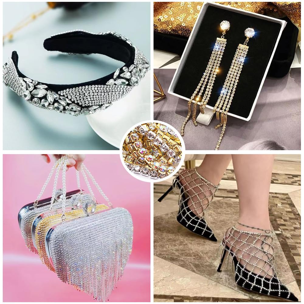 10 Yards Rhinestone Chain Ss6-Ss16 Mix Size Crystal Diamond Chain